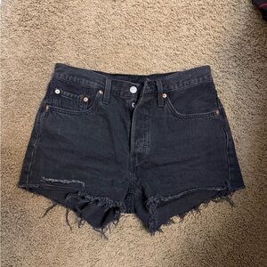 Levi's Black Distressed Jean Shorts